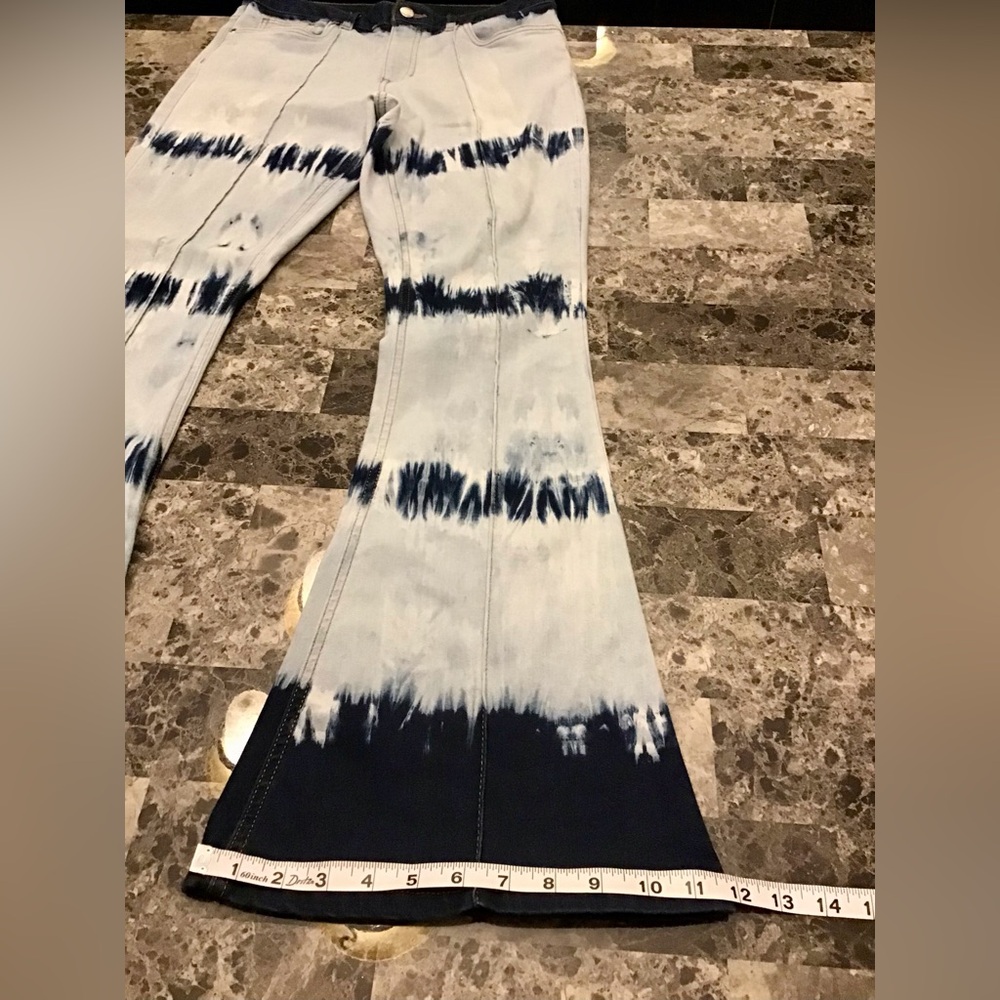 VENUS Tie-Dye Super Flare Bell Bottom Jean Size 8 Hippie Retro 70’s Stretch - Picture 11 of 13